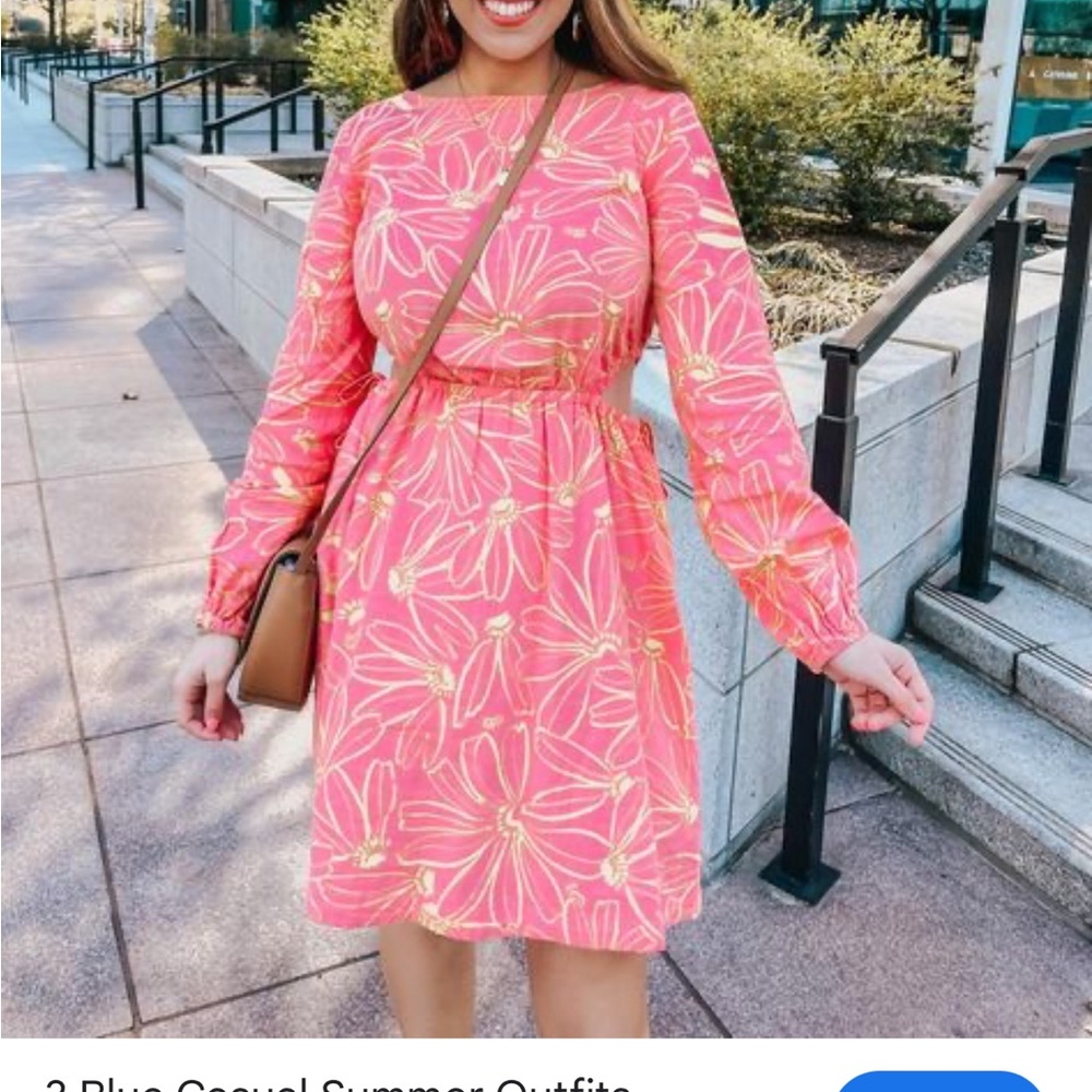 Universal Thread Pink Dress with Yellow Floral Cutouts